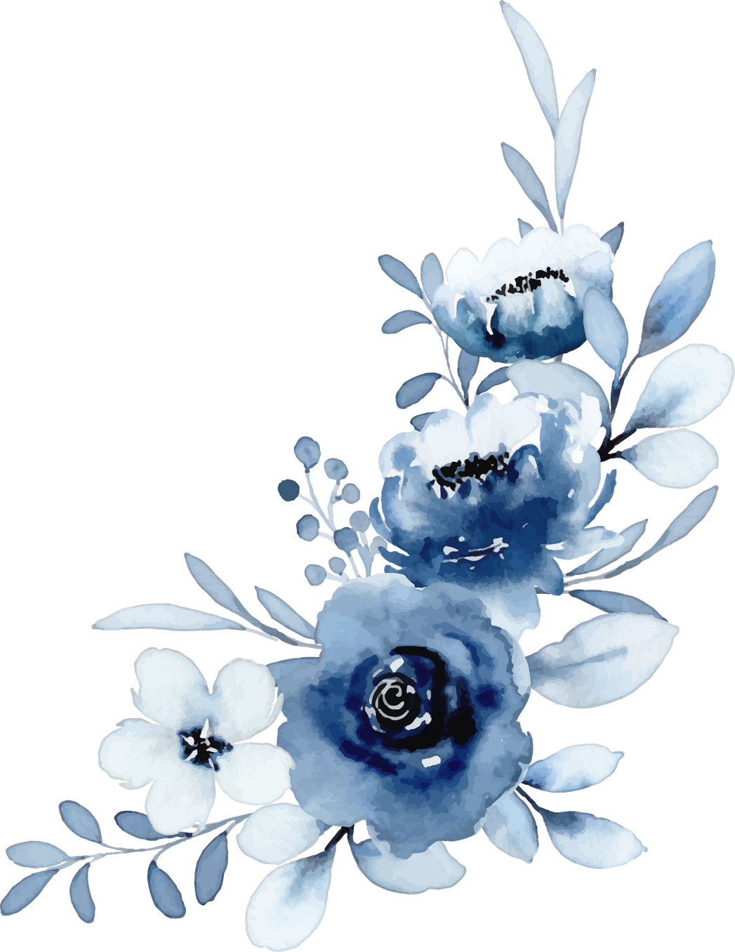 Blue watercolor flower